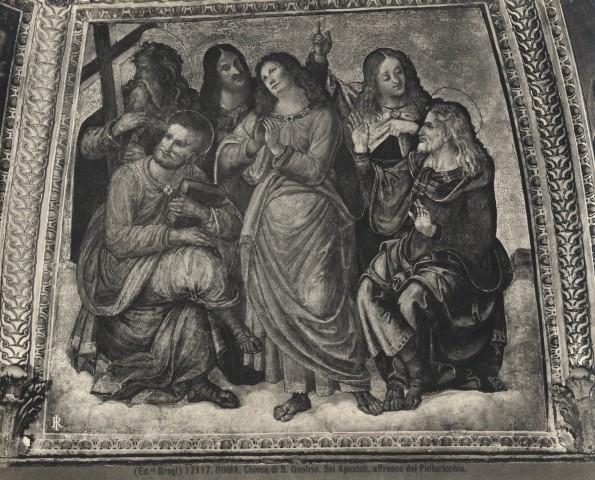 Brogi — Roma. Chiesa di S. Onofrio. Sei apostoli, affresco del Pinturicchio. — particolare
